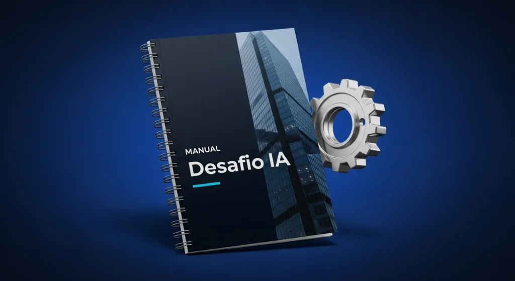 Capa do Manual Desafio IA, com 70 comandos divididos nas 7 áreas da empresa