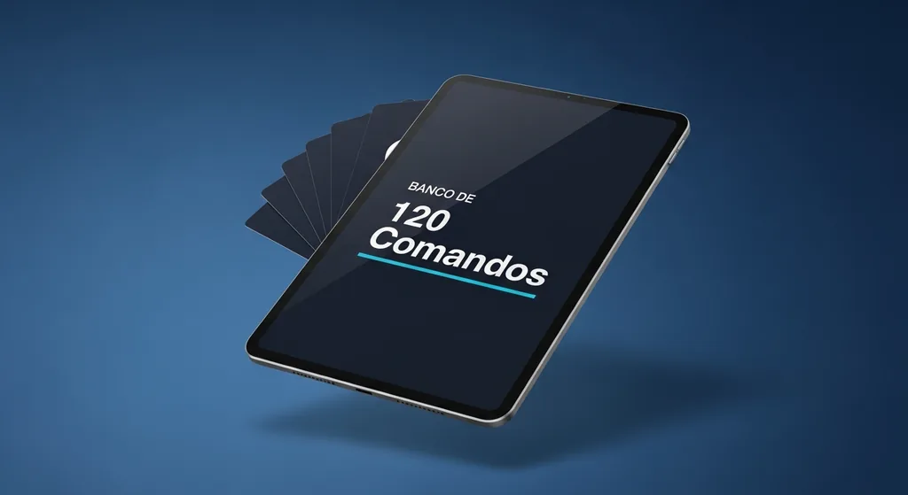 Capa do Banco de 120 comandos de IA, separados pelas 7 áreas da empresa